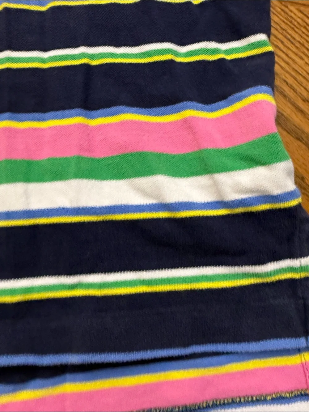 Ralph Lauren Striped Polo in Navy with Pink, Green, Yellow & White